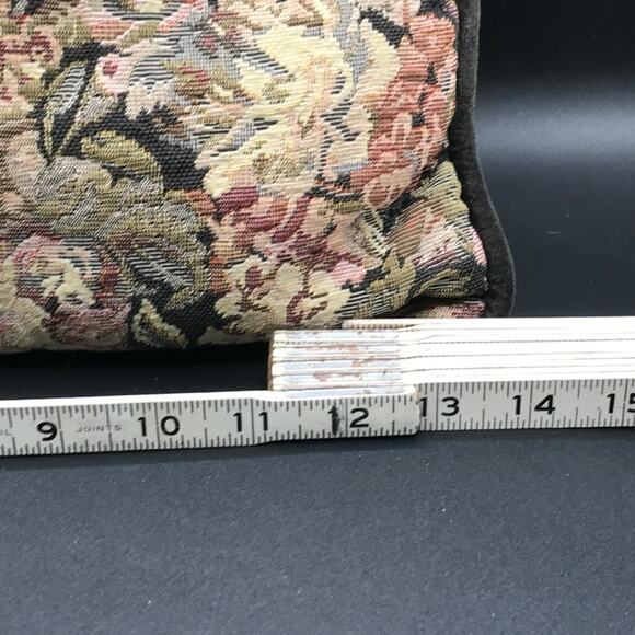 Set of 3 Needlepoint Petit Point Floral Throw Sofa Pillows Black Velvet Backing - Picture 9 of 15